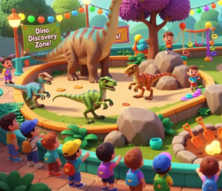Crazy Dino Park képernyőkép dinoszauruszparkkal és látogatókkal