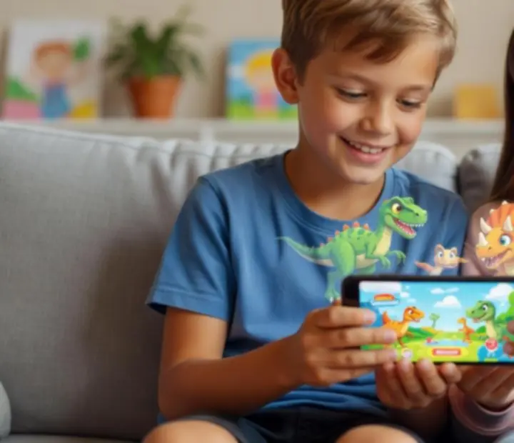 Magyar játékosok mobilon játszanak egy színes, dinoszauruszos játékkal